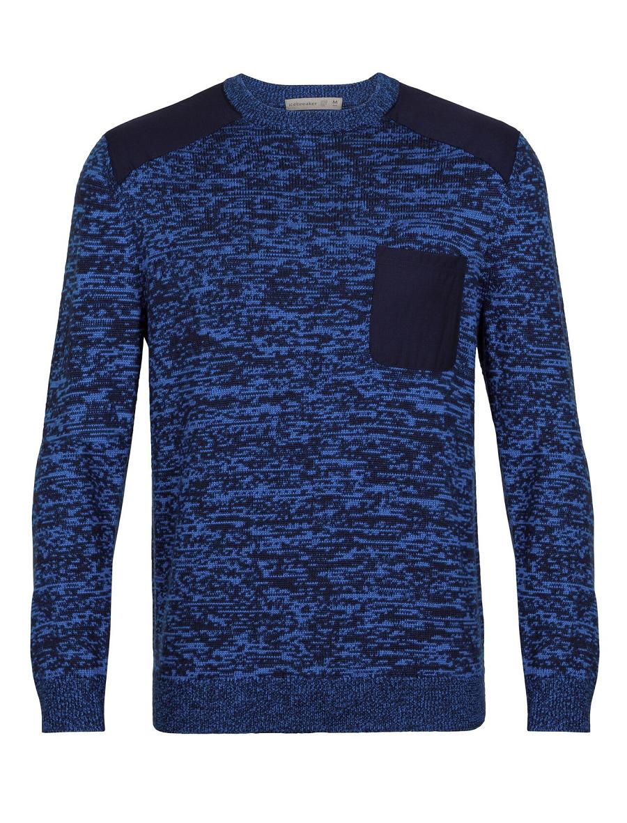 Chandails Icebreaker Merino Barein Crewe Homme Bleu Marine | FR 1218ZUTG